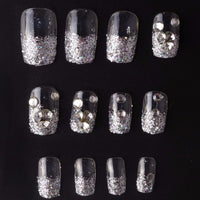 Glitter French Press On Nails - One Shine Day Short Length