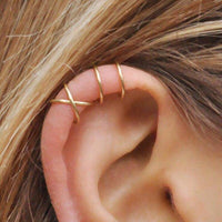 Ear Cuff 5pc Set Cartilage Hoop Gold Wire Fake Helix No Piercing Earcuff Upper Cartilage Fake Conch Earring Cuff Double Hoop Cuffs Clip on Hoop