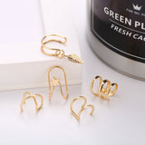 Ear Cuff 5pc Set Cartilage Hoop Gold Wire Fake Helix No Piercing Earcuff Upper Cartilage Fake Conch Earring Cuff Double Hoop Cuffs Clip on Hoop