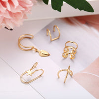 Ear Cuff 5pc Set Cartilage Hoop Gold Wire Fake Helix No Piercing Earcuff Upper Cartilage Fake Conch Earring Cuff Double Hoop Cuffs Clip on Hoop