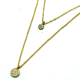 2 Layer Gold Plated Necklace Cubic Zircornia Abstract Geometric Circle link chain