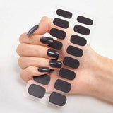 Black Solid Nail Polish Strips Opaque Nail Wraps Stickers Press On Plain Color 01