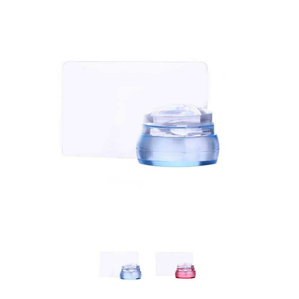 Blue Clear Silicone Nail Art Stamping Circle Stamper Scraper Decors Plate Manicure