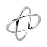 Adjustable Silver 2 layer Crisscross Ring One Size Fits All X Cross Plus