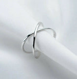 Adjustable Silver 2 layer Crisscross Ring One Size Fits All X Cross Plus