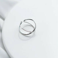 Adjustable Silver 2 layer Crisscross Ring One Size Fits All X Cross Plus