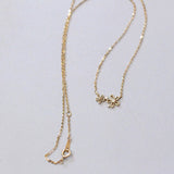 Gold Double Flowers Necklace over 925 Sterling Silver 16in 41cm