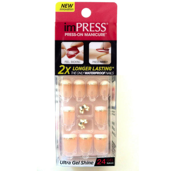 Kiss imPRESS French Press On Nails Manicure White Tips w Charms 56052 STALKER