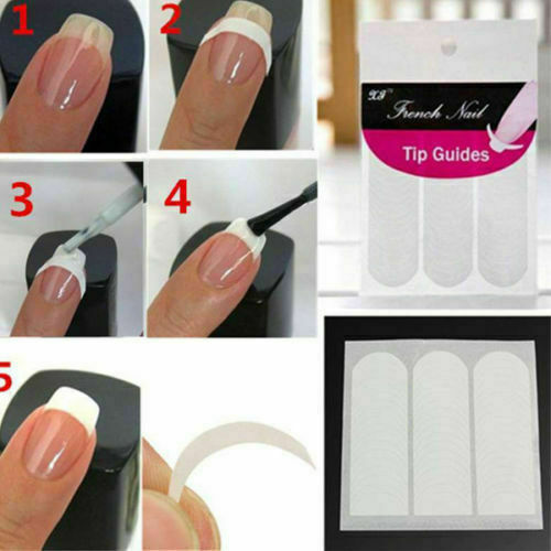 1 Pack French Manicure Nail Art Tip Guide Sticker Stencil Round