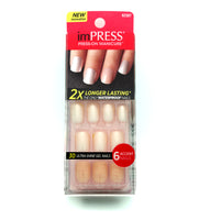 Peach Pearl with Glitter Shimmer Accent Nails Press On Nails Impress - Short