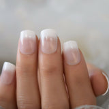 French Tip Ombre - Medium Square Press On Nails - Glue On False Set- 24 pc Kit