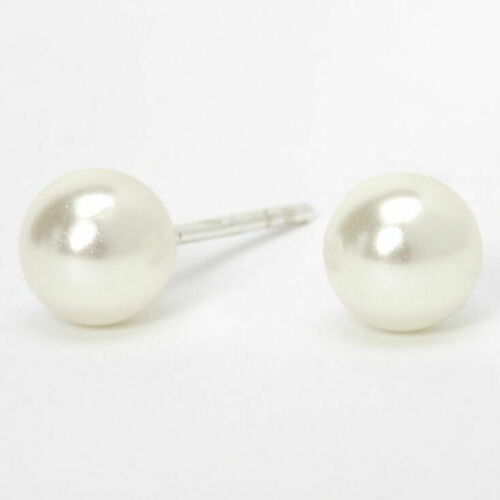 1 Pair Faux Pearl Earrings Bead Ball Stud Post Earrings with Hypoallergenic Back