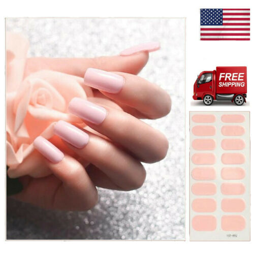 Light Pink Solid Nail Polish Strips Opaque Nail Wraps Stickers Press On Plain 02
