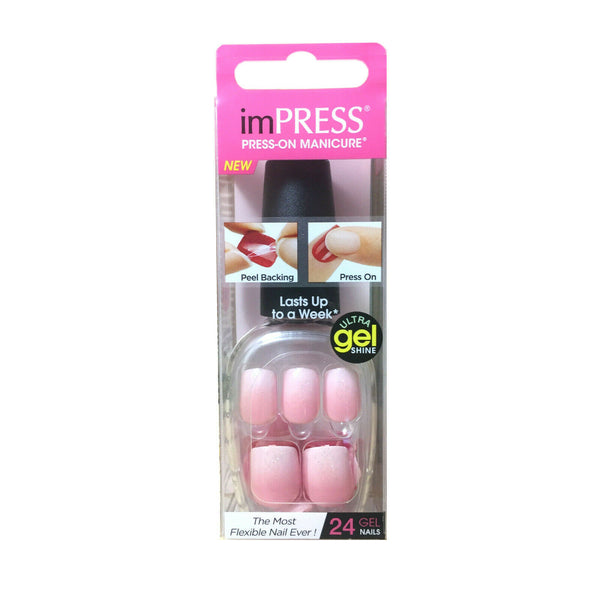 Kiss imPRESS 24 Press-On Gel Nails KISS & TELL Light Pink Gradient Ombre