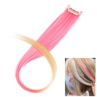 Ombre Pink / Blonde Hair Streak Extension Clip In Clip-In One Piece For Ombre Hair Extensions Pure Color Straight Long Synthetic Hair Fake Hair Pieces Clip In 2 Tone Hair