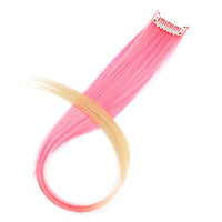 Ombre Pink / Blonde Hair Streak Extension Clip In Clip-In One Piece For Ombre Hair Extensions Pure Color Straight Long Synthetic Hair Fake Hair Pieces Clip In 2 Tone Hair