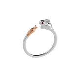 Women Fashion Rabbit and Carrot Jewelry Silver Rings Wedding Gift Adjustable