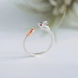 Women Fashion Rabbit and Carrot Jewelry Silver Rings Wedding Gift Adjustable