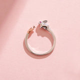 Women Fashion Rabbit and Carrot Jewelry Silver Rings Wedding Gift Adjustable