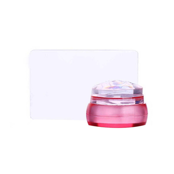 Red Clear Silicone Nail Art Stamping Circle Stamper Scraper Decors Plate Manicure
