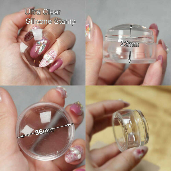 Buy Nail Art Stamps Tool Kit Transparent 1Pcs Silicone Jelly Nail Stamper  Scraper And Black & White Mail Stamping Polish With 1 Pcs Stamping Image  Plate (RANDOM) Online at Low Prices in