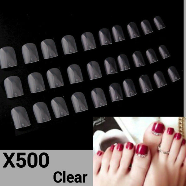 500Pcs Artificial False Toe Nails Tip For Nail Art Decoration Foot Manicure Tool