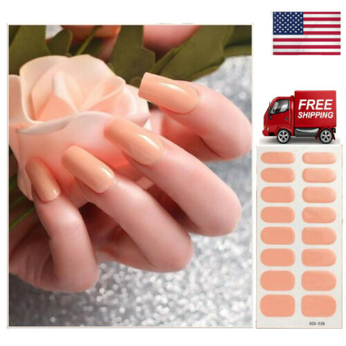 Peach Natural Solid Nail Polish Strips Opaque Nail Wraps Stickers Press On 28